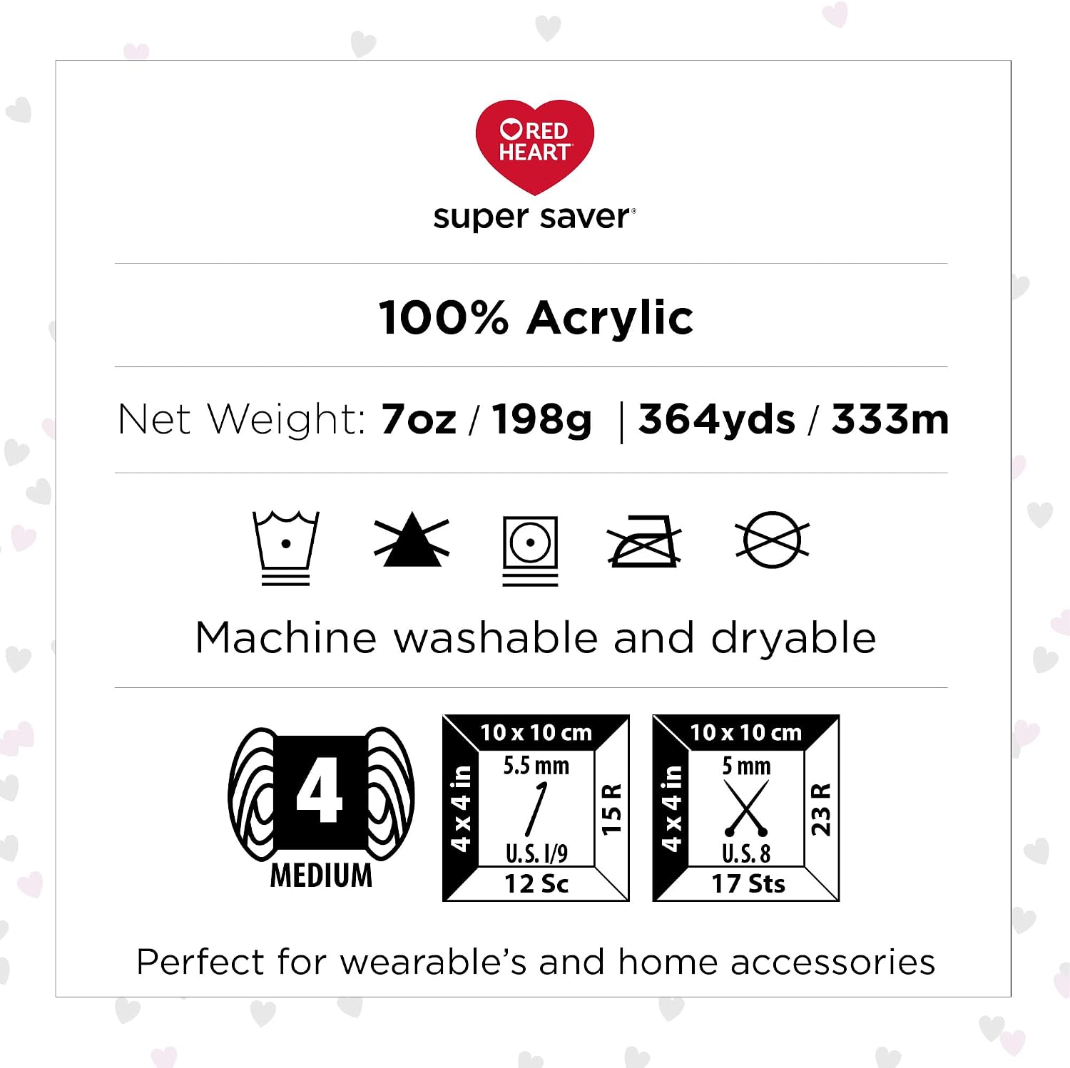 Red Heart Super Saver White Yarn - 3 Pack of 198g/7oz - Acrylic - 4 Medium (Worsted) - 364 Yards - Knitting/Crochet - Image 8