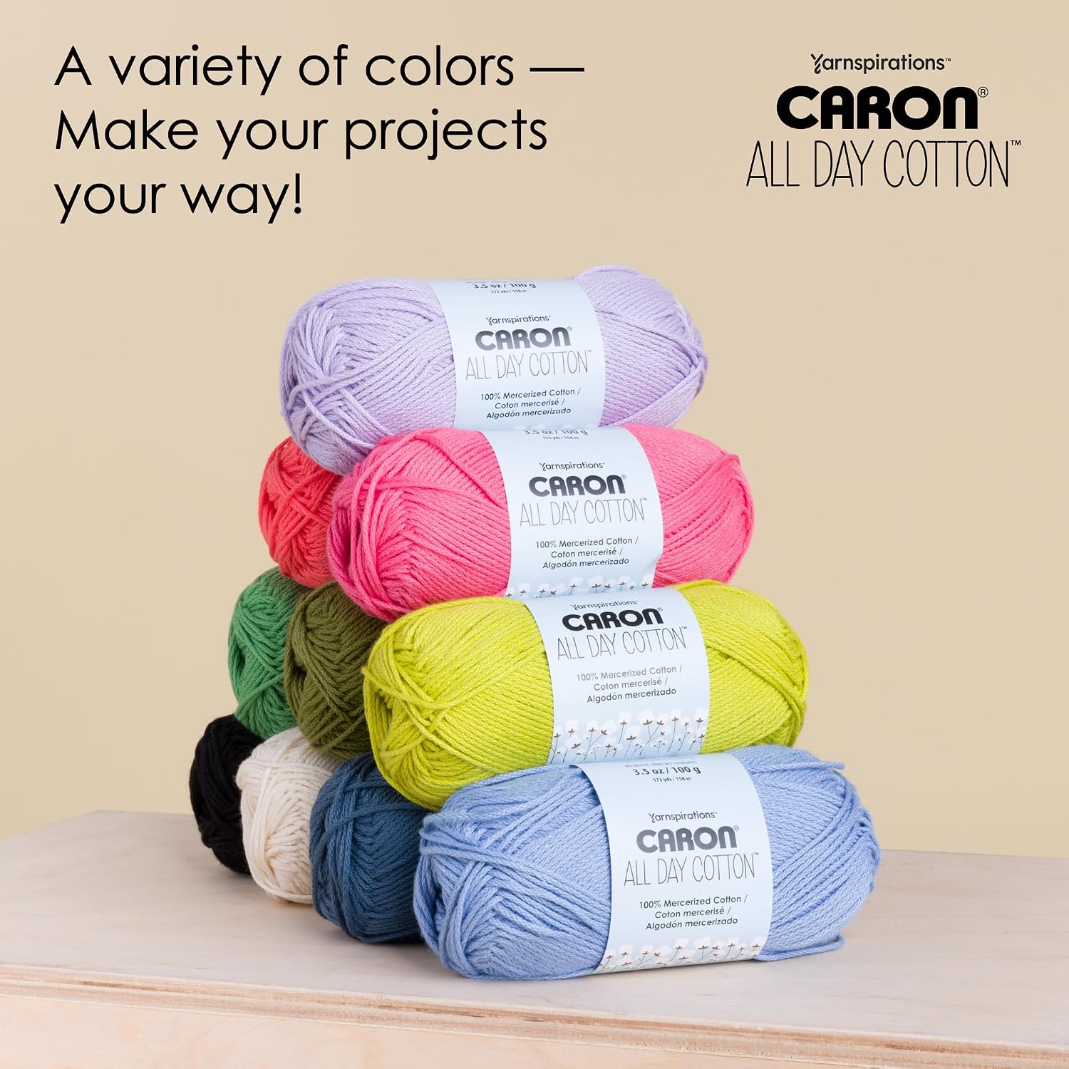 Caron All Day Cotton - 3 Pack of 173 Yards/3.52 oz Eyes Blue 100% Mercerized Cotton Yarn - Image 6