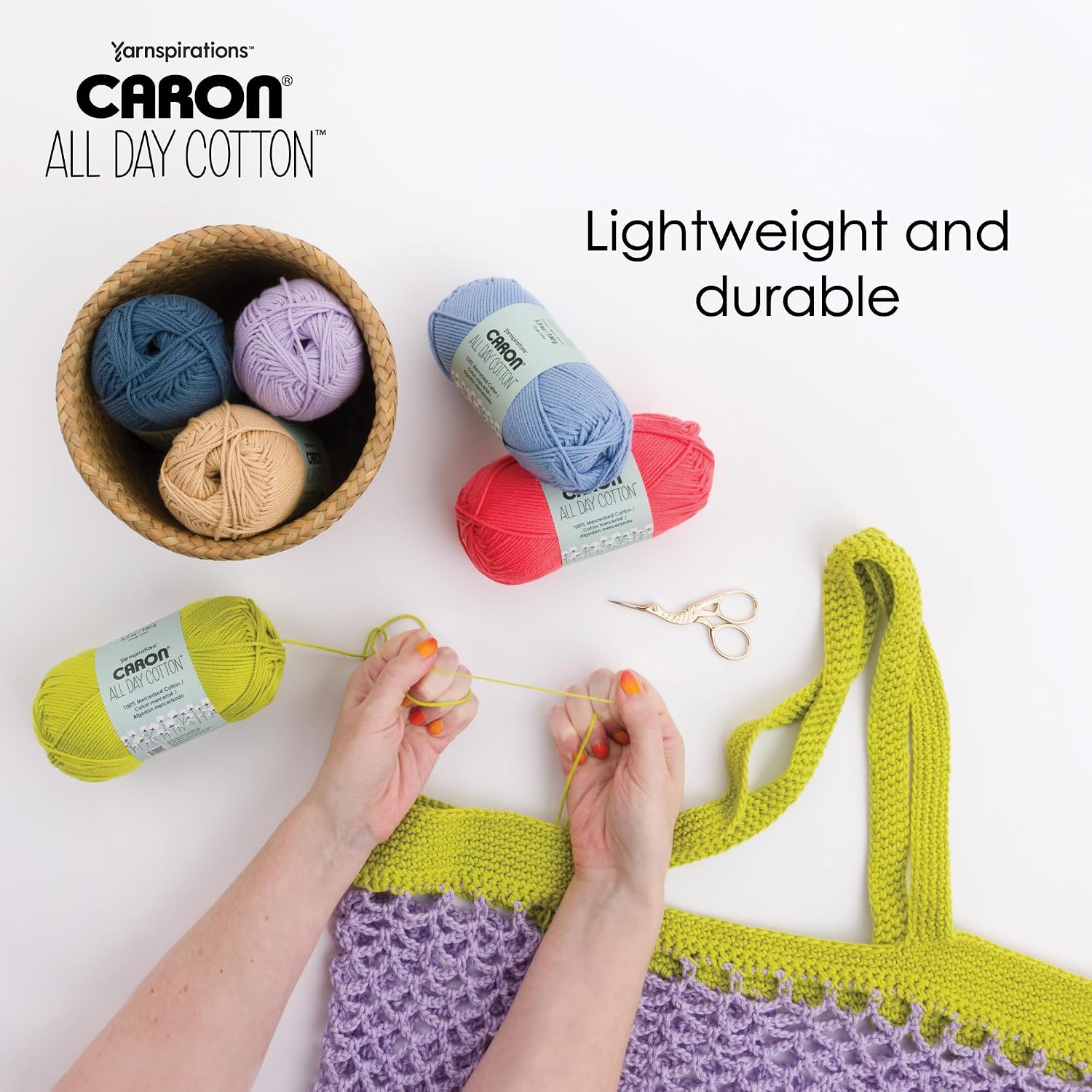 Caron All Day Cotton - 3 Pack of 173 Yards/3.52 oz Eyes Blue 100% Mercerized Cotton Yarn - Image 3